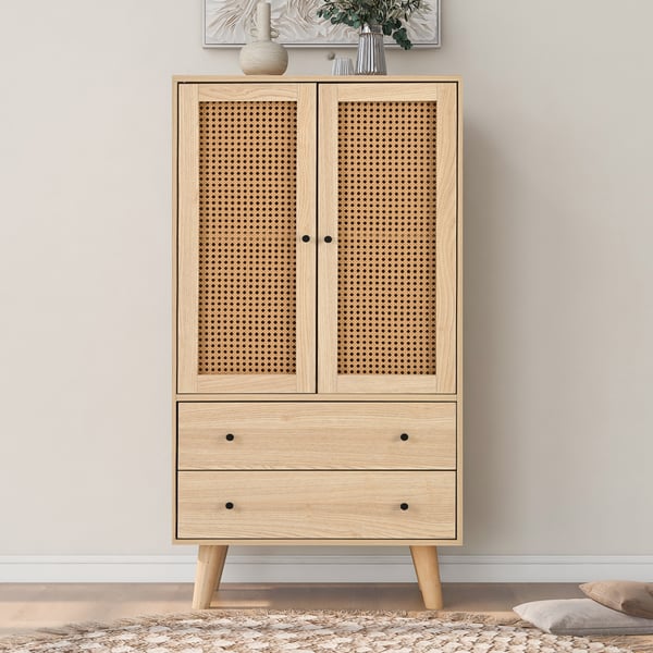 Senkki - Lipasto - Leveys 60 cm - Ovet ja laatikot - Suuri säilytystila - Vapaasti seisova - Olo- ja ruokailuhuoneeseen - Beige