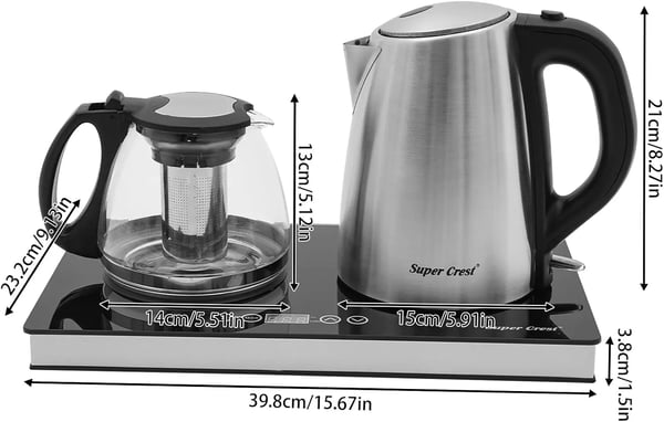 Elektrisk elkedel/tebrygger - Konstant temperatur og hold-varm - EU-stik 220V - Metal - Sølv
