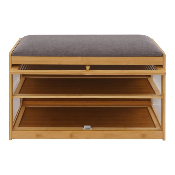 Kenkäpenkki - 2-tasoinen kenkähylly - Pehmustettu istuin - Eteiseen - 70 x 32 x 42 cm - Koko M - Valkoinen