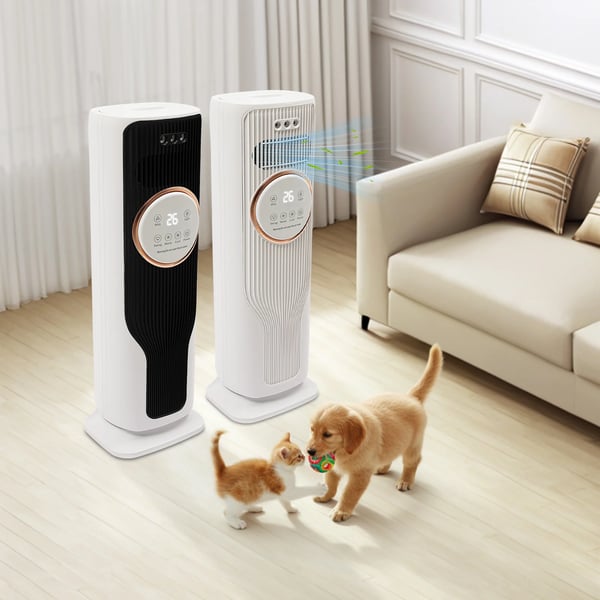 Varmeblæser & Luftkøler - Rumventilator - 2000 W - Opvarmning og Køling - Fjernbetjening - Luftfugtning - Sort