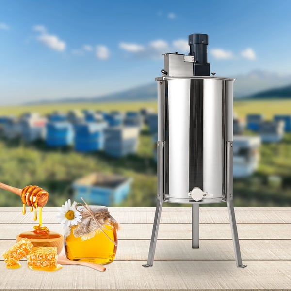 Elektrisk honningslynge - Centrifuge - Rustfrit stål - 140 W - 0–370 o/min - 38×60 cm - 3 rammer - EU-stik - Mørkeblå