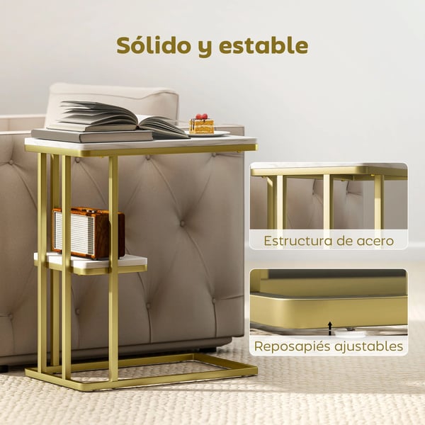 Sidobord & Nattduksbord - C-format - Smalt - Med Hylla - Rektangulärt - 50×30×57,5 cm - Vit