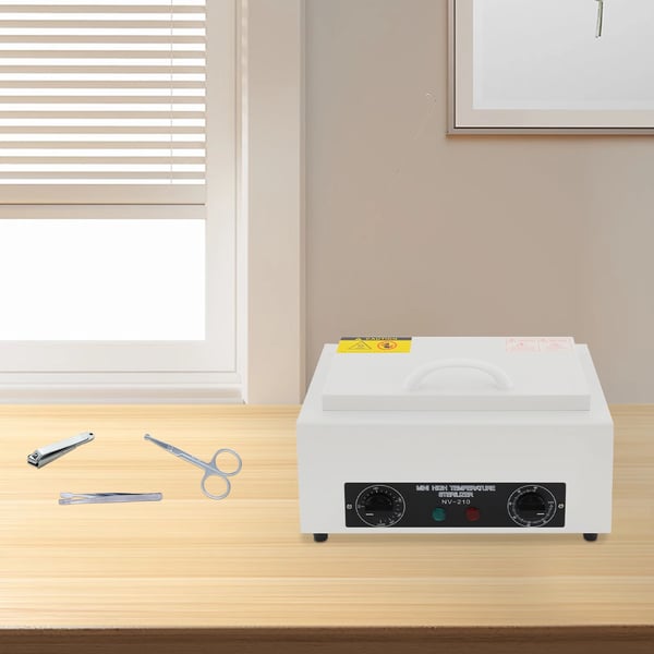 Tørvarme sterilisator til negleværktøj - Varmluft sterilisationsskab - 300W - 50–220°C - 2 L - Timer 0–60 min - 220V 50Hz - Lysegrå