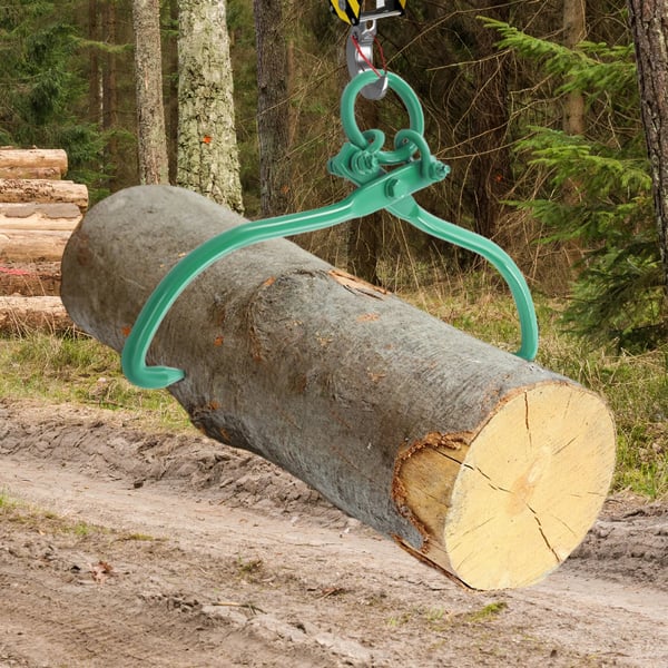 Tømmerklo - Løftetang - 45,72 cm kæbeåbning - 1500 kg bæreevne - Legeret stål - Rund ring til kran - 3,04 kg - Grøn