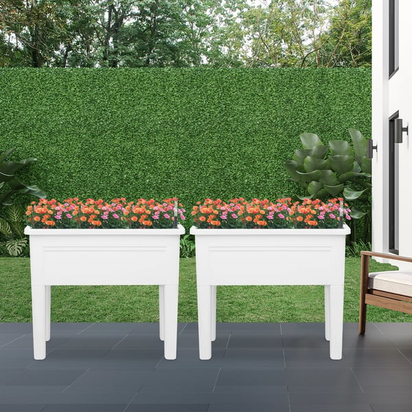 Højbed - Plantekasse - 2-pak - Udendørs - Til blomster & grøntsager - Hvid