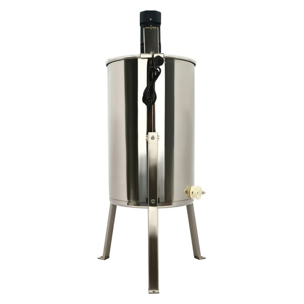 Honningslynge - Elektrisk honningcentrifuge - 201 Rustfrit Stål - 140W Lodret Motor - EU-stik - 38 x 60 cm - Med låg - 1,5 m Kabel - Sølv