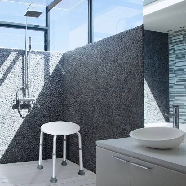 Brusestol / Bruseskammel - Aluminium - Højdejusterbar i 8 trin - 32x32x36–54 cm - Skridsikre fødder - Stabil konstruktion - Nem montering