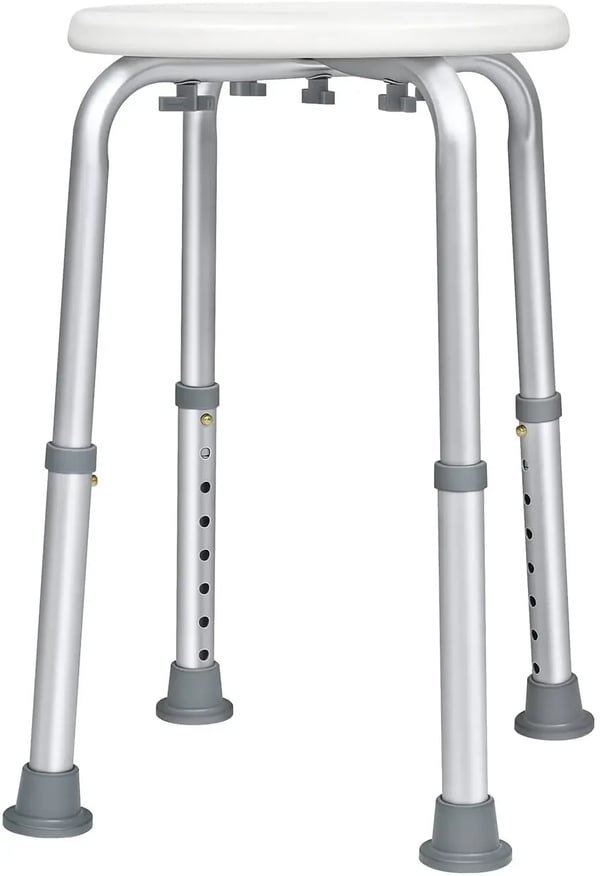 Brusestol / Bruseskammel - Aluminium - Højdejusterbar i 8 trin - 32x32x36–54 cm - Skridsikre fødder - Stabil konstruktion - Nem montering