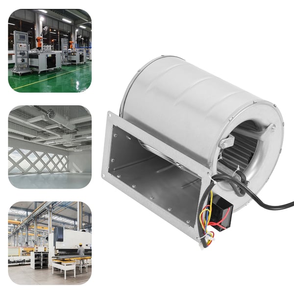 Centrifugalblæser - Ventilations-/sugeventilator - AC 220V - 150W - 3 kuglelejer - 1300 rpm - 840 m³/t - Lavt støjniveau - Sølv