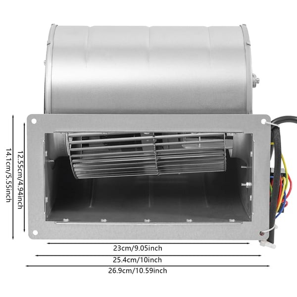 Centrifugalblæser - Ventilations-/sugeventilator - AC 220V - 150W - 3 kuglelejer - 1300 rpm - 840 m³/t - Lavt støjniveau - Sølv