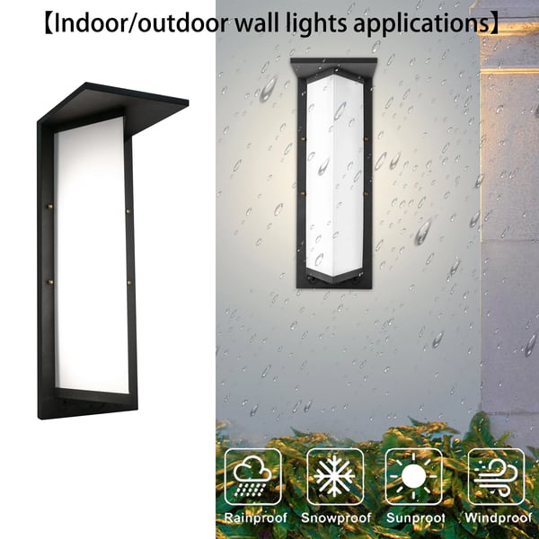 LED ulkoseinävalaisin - Seinävalaisin - IP55 Vedenpitävä - Pitkä Lineaarinen Alumiinirunko - 24V–220V Laaja Jännite - Varjostimella - Musta