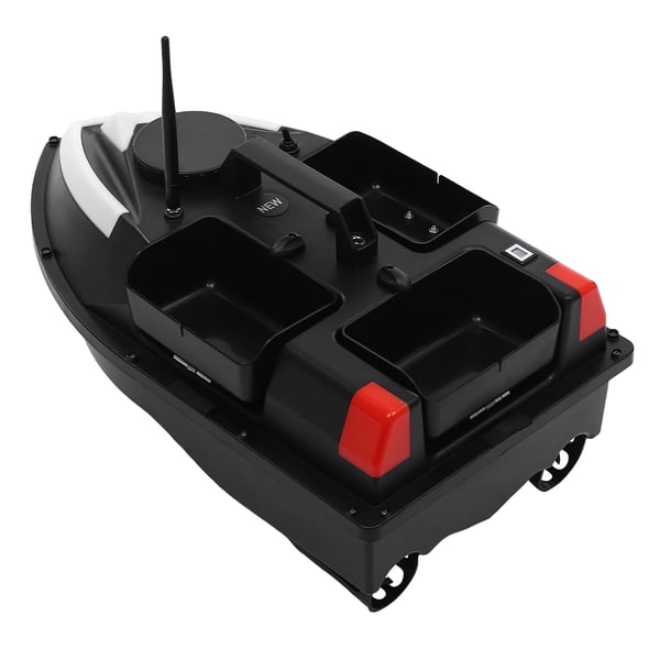 RC foderbåd til fiskeri - Agnbåd - 500 m Rækkevidde - GPS-Positionering - Automatisk Hjemkomst - 5200 mAh Lithiumbatteri - LED-Lys - Sort