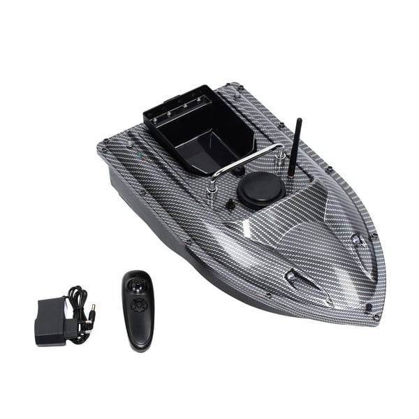 Fjärrstyrd foderbåt - RC fiskebåt - Räckvidd 500 m - Last 1,5 kg - LED-lampor - EU-kontakt - Rostfritt stål + ABS - Svart
