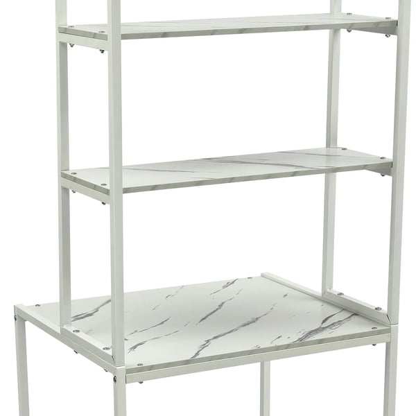 Overbygning til vaskemaskine/tørretumbler - Reol - 3 hylder - 69×60×176,5 cm - 10 kg/hylde - MDF+jern - Hvid+Marmor