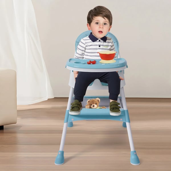 Spisestol til børn - Højstol 2‑i‑1 - Fodstøtte - Unisex - Alder 1–2 år - Blå