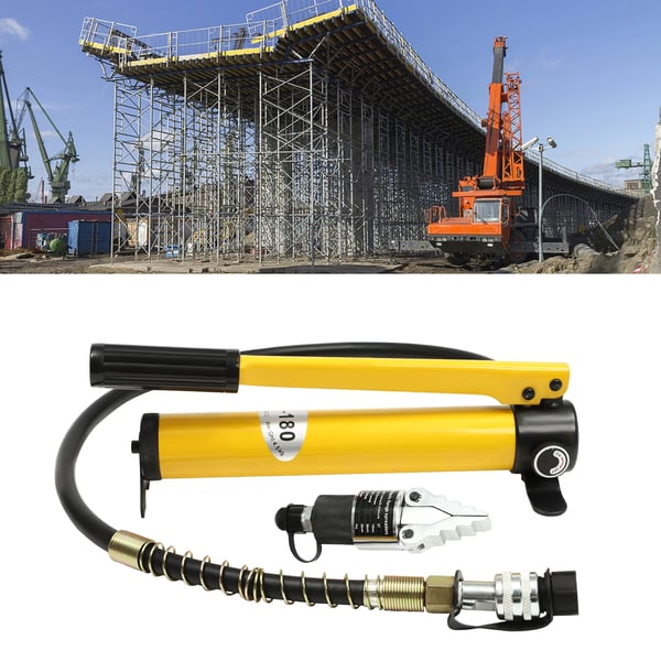 Hydraulisk flangespreder - Værktøjssæt, manuel delt model med håndpumpe - 8 ton - 30 mm åbning - 1 m slange ZG3/8 - Gul