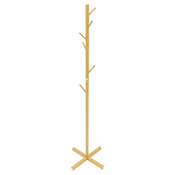Træformet knagerække - Frakkestativ - Fritstående - 7 Kroge - Til Entré, Soveværelse, Stue, Kontor - Samling - Guld