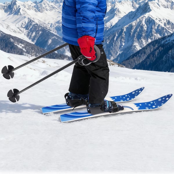 Skisæt til Børn - Ski med 2 Skistave - Til Børn 2–8 År - Maks Belastning 50 kg - Til Udendørsaktiviteter - Blå