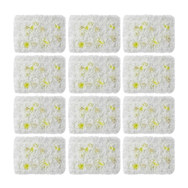 Kunstige rosenvægspaneler - Blomstervæg baggrund - 12 stk - 60×40 cm - Plastik - Væghængt - Indendørs - Hvid