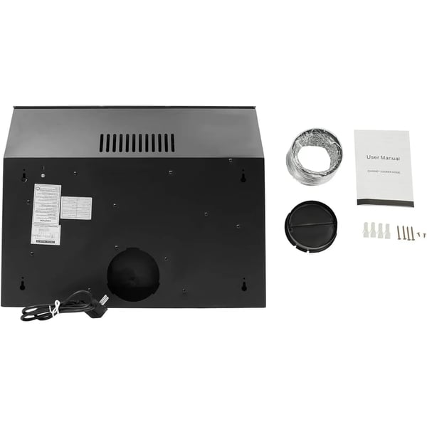 Emhætte - 60 cm - Touchpanel - 2 LED-lys - 2 fedtfiltre - Glasfront - Recirkulation
