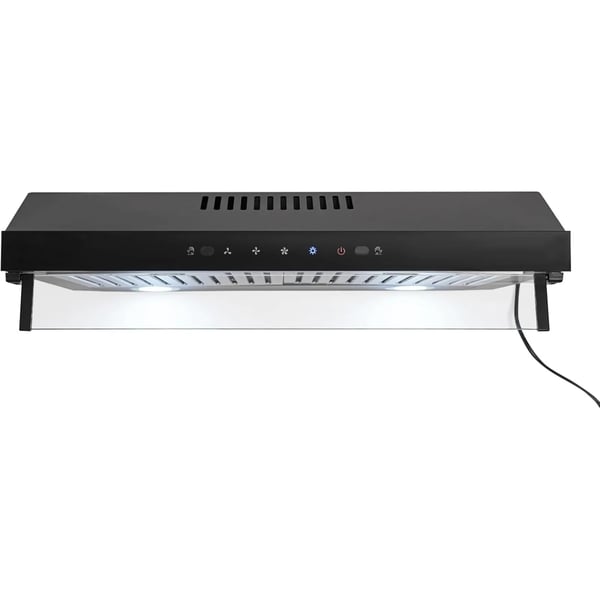 Emhætte - 60 cm - Touchpanel - 2 LED-lys - 2 fedtfiltre - Glasfront - Recirkulation