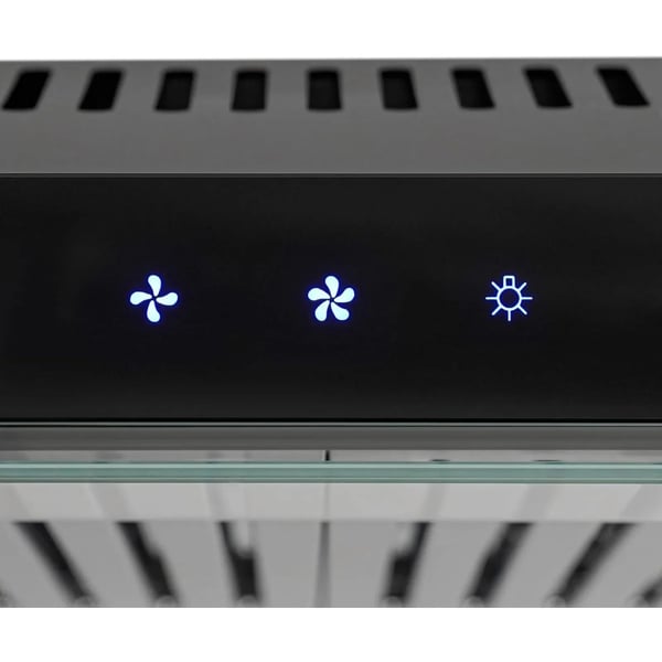 Emhætte - 60 cm - Touchpanel - 2 LED-lys - 2 fedtfiltre - Glasfront - Recirkulation