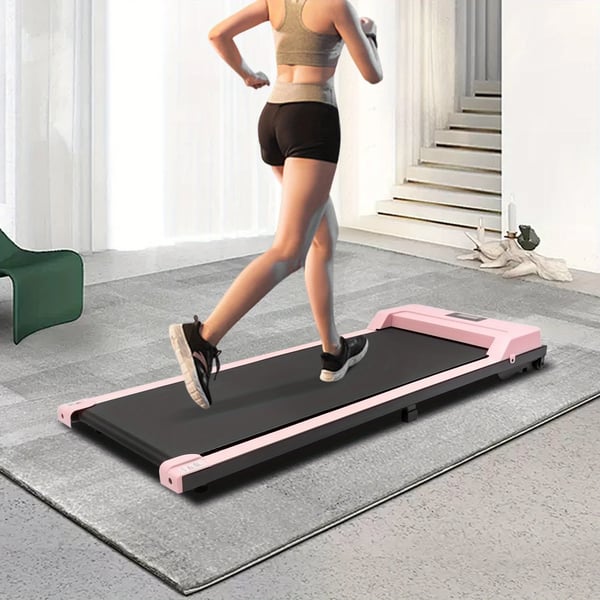 Walking Pad - Løbebånd - Sammenklappeligt - 1–6 km/t - LED-display - Fjernbetjening - Til Hjem & Kontor - Pink