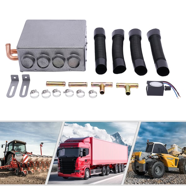 Autolämmitin 12V - Sähkölämmitin - Nopea lämmitys - Energiatehokas - Auto/kuorma-auto/asuntoauto - 28×23×10 cm - Harmaa