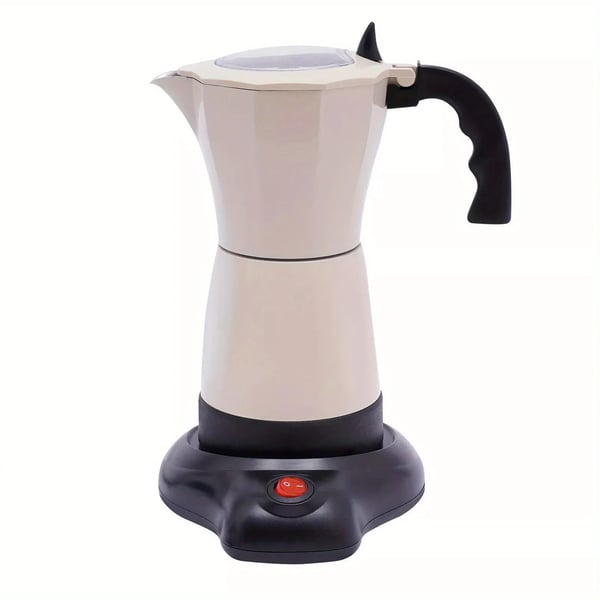 Espressokeitin - Sähköinen Mokkakeitin - 6 Kuppia - Tilavuus 300 ml - Jalustalla - Kermanvalkoinen