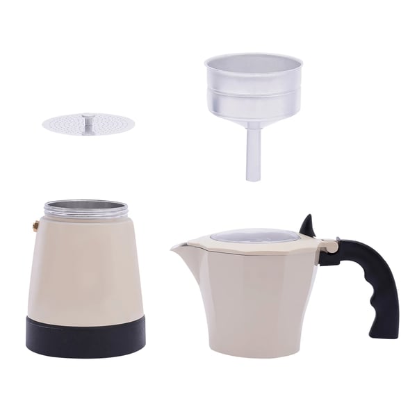 Espressokande - Elektrisk Mokkakande - 6 Kopper - Kapacitet 300 ml - Med Base - Cremehvid