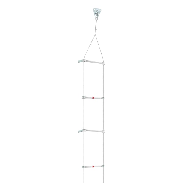 Pelastustikkaat - Köysitikkaat palopakoon - Pituus 5 m - Kantavuus 200 kg - Teräs ja alumiini - Ripustettava asennus - Kannettava - Hopea
