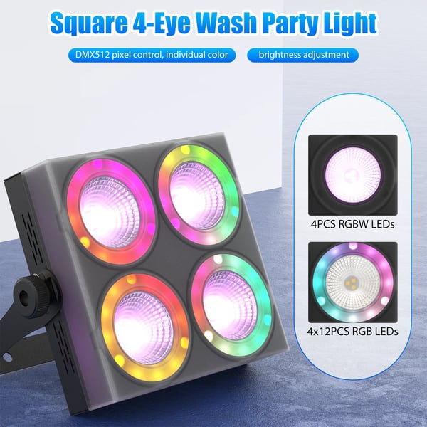 LED Scenelys - Mini 80W Par Can - DMX styring - 90–240 V - Kompakt - Til DJ & scene - Varm hvid