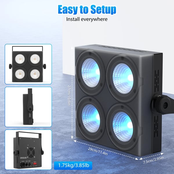 LED Scenelys - Mini 80W Par Can - DMX styring - 90–240 V - Kompakt - Til DJ & scene - Varm hvid