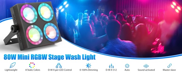 LED Scenelys - Mini 80W Par Can - DMX styring - 90–240 V - Kompakt - Til DJ & scene - Varm hvid