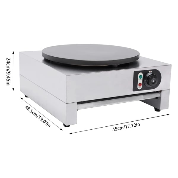 Crêpe-maker & Pandekageplade - Elektrisk - 3000 W - Non-stick - Dejrfordeler - Sølv