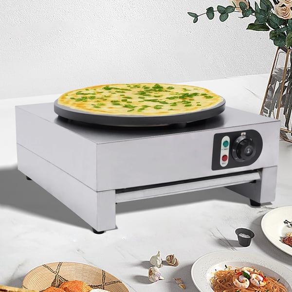 Crêpe-maker & Pandekageplade - Elektrisk - 3000 W - Non-stick - Dejrfordeler - Sølv
