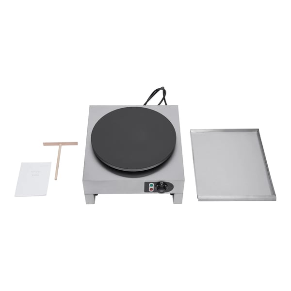 Crêpe-maker & Pandekageplade - Elektrisk - 3000 W - Non-stick - Dejrfordeler - Sølv