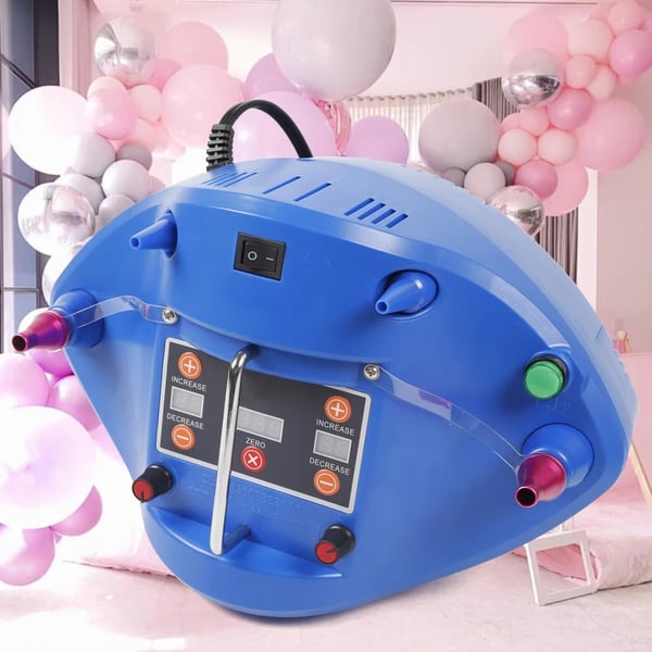 Ballonpumpe - Elektrisk luftpumpe - 1200 W, 500 l/min, Børsteløs motor, 220 V EU-stik, Fodpedal, 1,8 m kabel - Blå