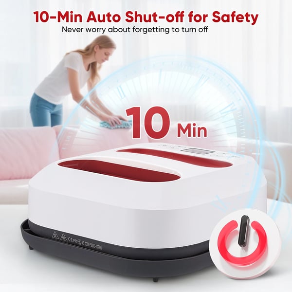 Håndholdt varmepresse - Pressemaskine - 23 x 23 cm - Hurtig opvarmning - Justerbar temperatur - Timer - Automatisk sluk - Rød