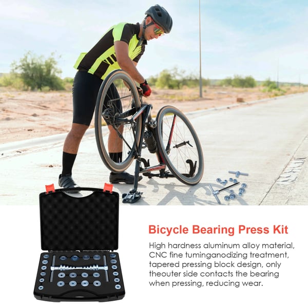 Cykel leje-presse værktøj - Sæt 36-dele - Aluminiumlegering - Montering & afmontering - Krankboks, headset, nav - Sort