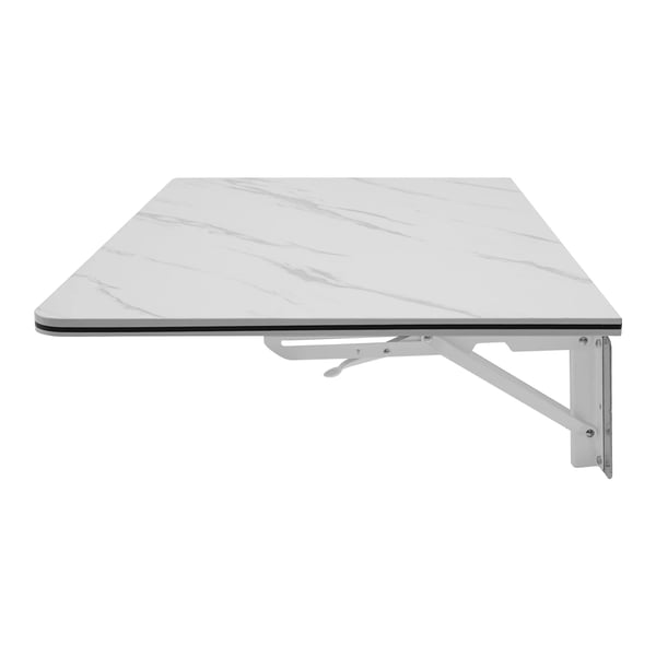 Vægmonteret klapbord - Spisebord - Rustbestandig - 80×50 cm - Max 30 kg - Rektangulær - MDF + metal - Nem montering - Hvid