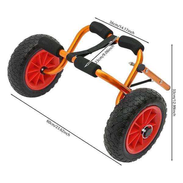 Kajakvogn - Transportvogn til kano og kajak - Sammenklappelig - 80 kg bæreevne - Punkterfri PU-hjul - Aluminiumramme - Sort