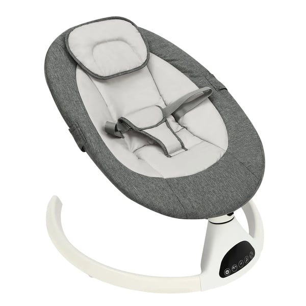 Babygynge - Elektrisk vippestol - 6V - Bluetooth-musik - Fjernbetjening 5 m - 2 tilstande - Max 10 kg - 0–1 år - Grå