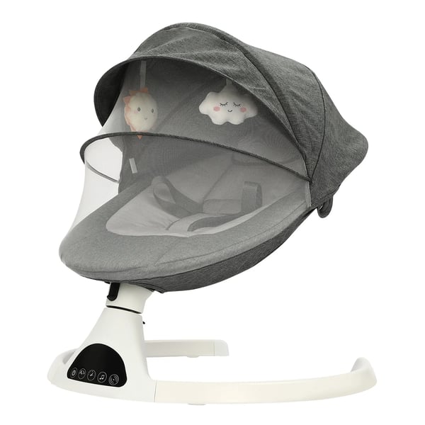 Babygynge - Elektrisk vippestol - 6V - Bluetooth-musik - Fjernbetjening 5 m - 2 tilstande - Max 10 kg - 0–1 år - Grå