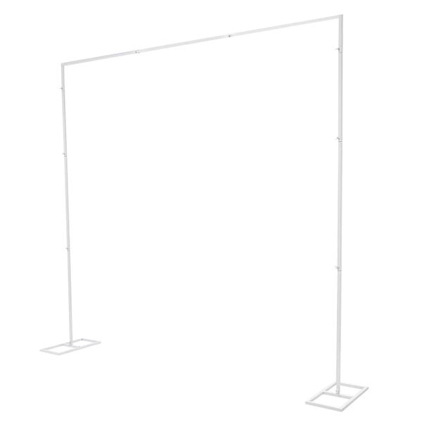 Bryllup Baggrundsstativ - Kvadratisk Metalramme - Mål 2,4×2,4 m - Fødder 23×50 cm - Bæreevne 3–5 kg - XL - Til Balloner & Blomster - Hvid