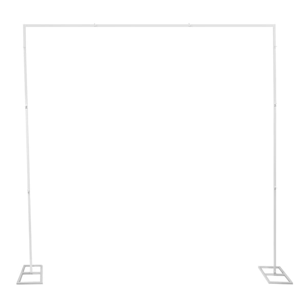 Bryllup Baggrundsstativ - Kvadratisk Metalramme - Mål 2,4×2,4 m - Fødder 23×50 cm - Bæreevne 3–5 kg - XL - Til Balloner & Blomster - Hvid