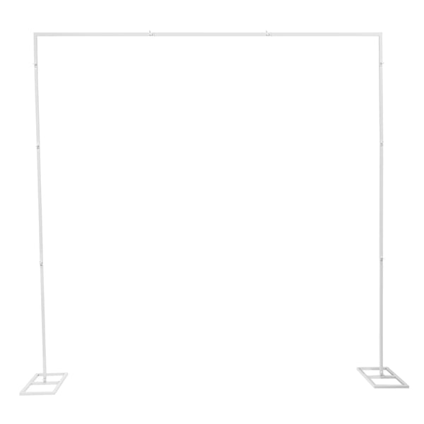 Bryllup Baggrundsstativ - Kvadratisk Metalramme - Mål 2,4×2,4 m - Fødder 23×50 cm - Bæreevne 3–5 kg - XL - Til Balloner & Blomster - Hvid