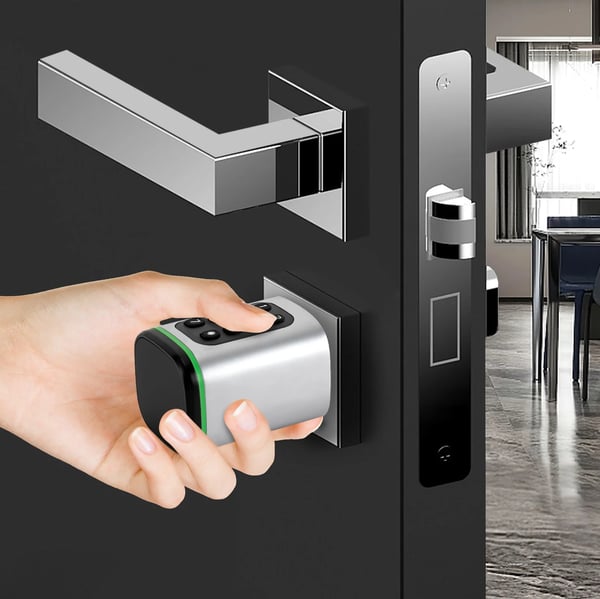 Smart Dørlås - Låsecylinder - App/Pinkode/RFID-kort/Nøgle - Rund Poleret - Aluminiumlegering - Passer 35–45 mm - Nøgler Medfølger - Sølv