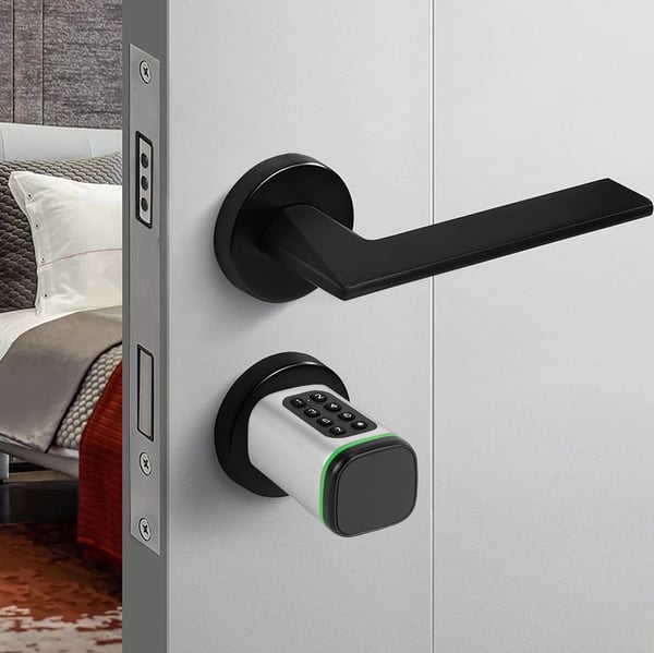 Smart Dørlås - Låsecylinder - App/Pinkode/RFID-kort/Nøgle - Rund Poleret - Aluminiumlegering - Passer 35–45 mm - Nøgler Medfølger - Sølv