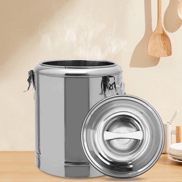 Isoleret madbeholder - Termospand 14 L - 201 Rustfrit Stål - 8 Timers Varmholdning - PU-isolering 2,5 cm - Til Catering - Orange